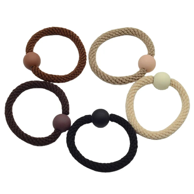 1.5cm Big Matte Plastic Beads 6mm Women Elastic Hair Bands Plus Thick Rubber Hair Ties for Girls