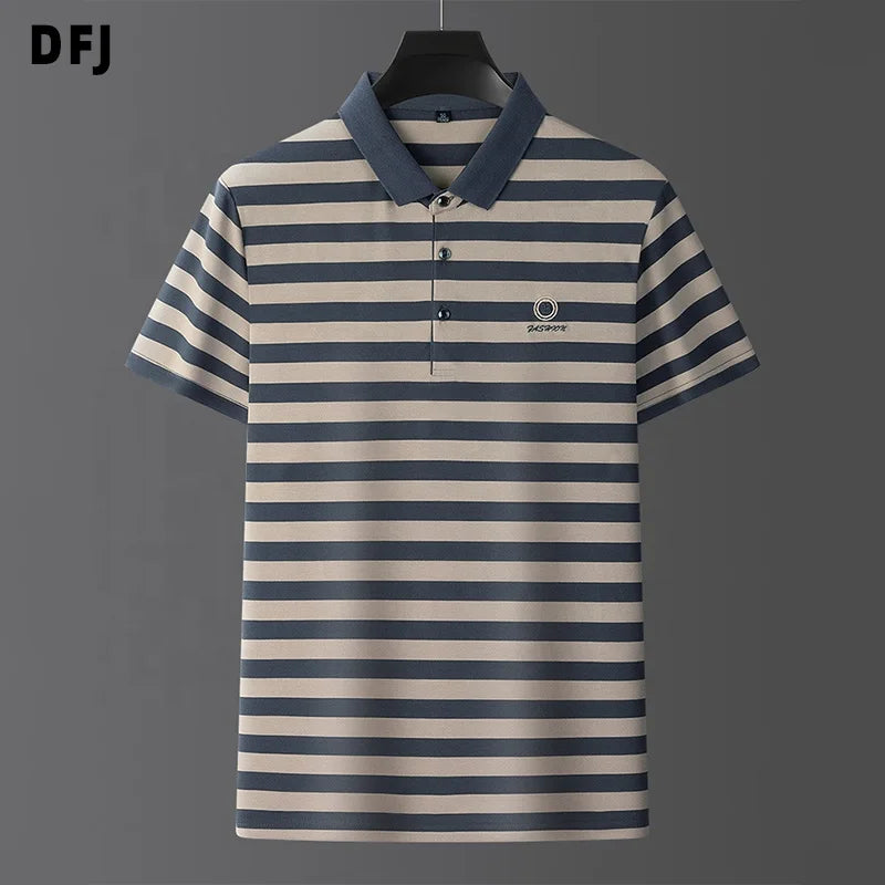 Quick Dry Custom Bungle Collar Pique for  Shirts for Men Short Sleeve Embroidered Striped Knitted Fabric for  Shirt