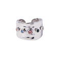 ERESI Fashion Jewelry Minimalist Colorful Zircon HipHop Wide 5 Shiny Cubic Zirconia Waterproof Stainless Steel Opening Ring