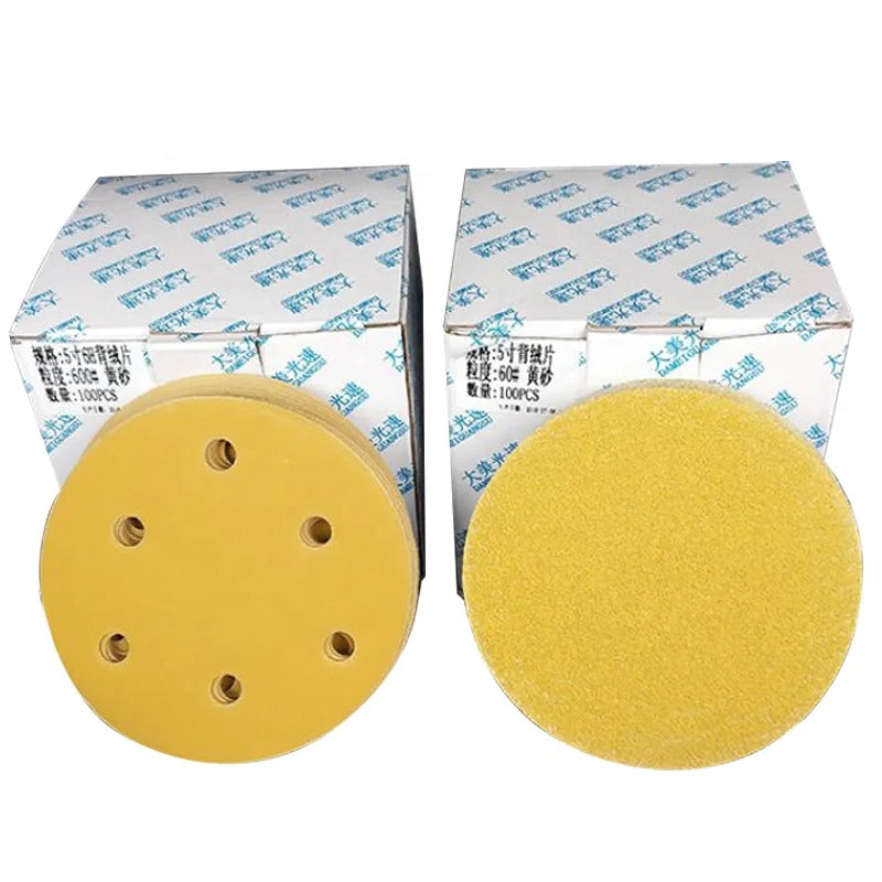 5-Inch Round Shape Polishing Wood Sandpaper with 6 Holes 5 Sand Tray Abrasives