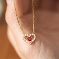 2026 Sterling Silver Gold Plating Red Zircon Heart Pendant Necklace Jewellery Women Chain Necklace