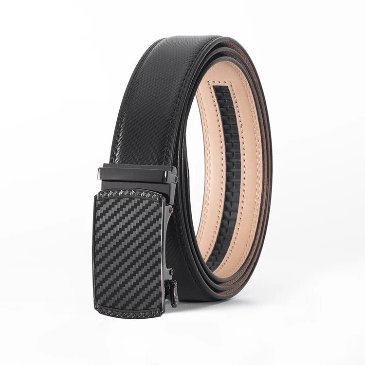 Luxury Men's Belt Cow Hide Genuine Leather with Alloy Buckle Lucky Diamond Flower Design Business Style Waist Belt
