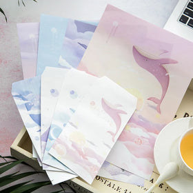 Simple Dream Whale Design Student Paper Envelope Set Cartoon Wallet Envelope for Gifts
