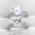 Sterling Silver 8mm/2 Carat Semi Mount Ring Frame Blank Moissanite Diamond Claws Setting Base Without Center Stone Inlay for DIY