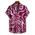 Hot Sale Men Summer Shirts Fashion Geometric Print Cotton Man Short Sleeve Shirts Street Beach Shirts for Men