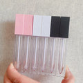 LZ Pack Stock 100pcs Frosted Black White Pink Wholesale Lipgloss Tubes Square 7ml Private Label Lip Gloss Tube Packaging
