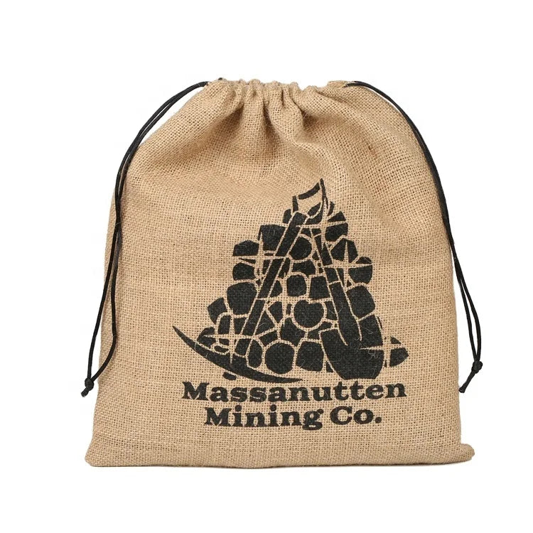 Wholesale Luxury Drawstring Gift Jute Bag Custom Logo Coffee Burlap Bag Packaging Storage Pouch