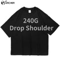 Archer 240g Pure Cotton Tshirt Drop Shoulder Oversize Blank Tee Shirt Basic Heavyweight Tshirt Custom logo t Shirt for Men
