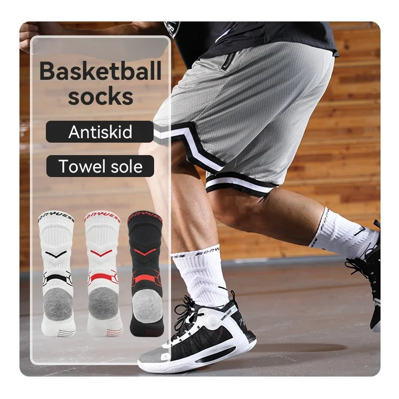 LINGTU Factory Men's Sports Socks Training Crew Elite Basketball Socks Anti-skid Cushioning Professional Basketball Socks