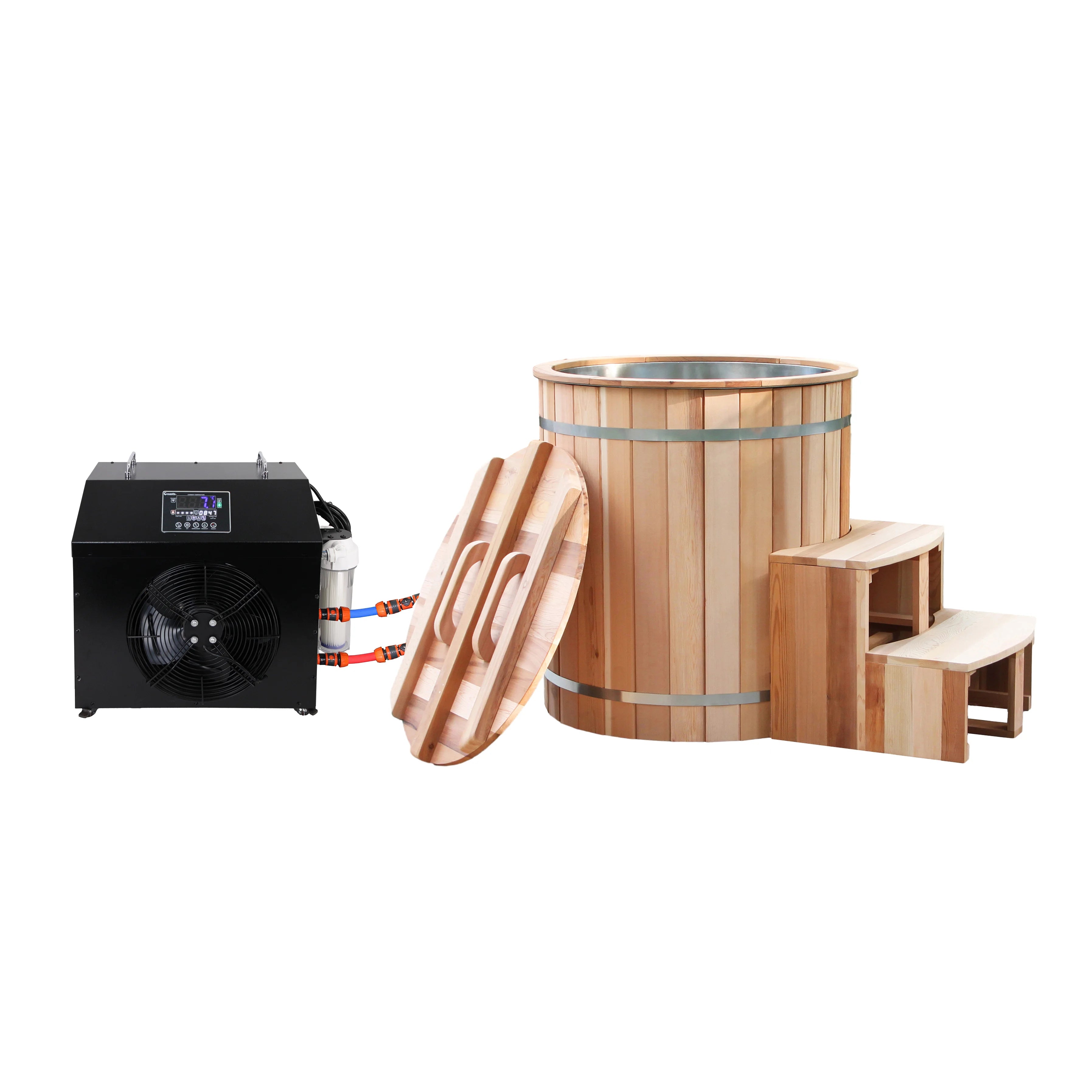 Wood Bathtub Bathing Pool Red Cedar Cold Plunge for Ice Bath Recovery Pod