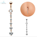 Factory Custom New Design Stainless Steel Custom Navel Belly Button Ring Navel Dangle Belly Rings Dangle With 6 Zircons