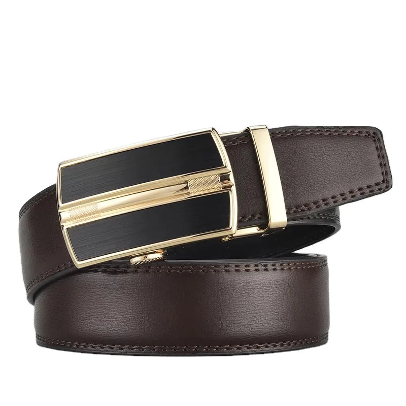 Custom Black Ratchet Belt for Men New Design with Adjustable Automatic for Buckle Made From Cow Hide Leather and Alloy