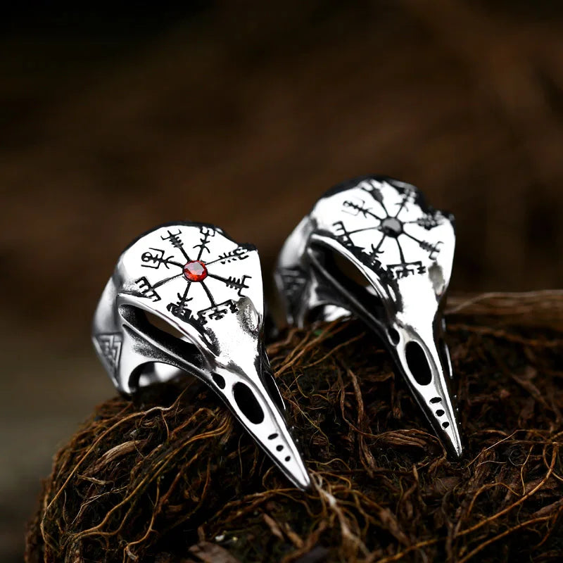 SS8-835R Steel Soldier New Rings Stainless Steel Compass Ring Viking Bird Skull Head Ring