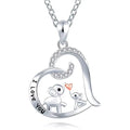 New Zinc Alloy Romantic Necklace Mom and Little Elephant Pendant I Love You Heart-Shaped Wedding Gift
