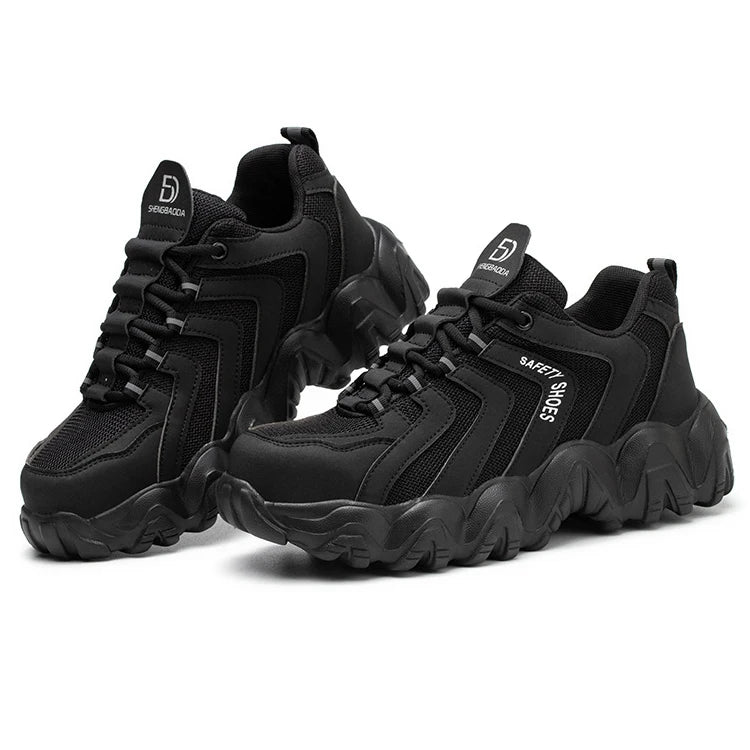 2026 Black Supermarket Safety Shoes Men Women Summer Winter Genuine Leather Upper Steel Toe for Midsole Low Cost Rubber