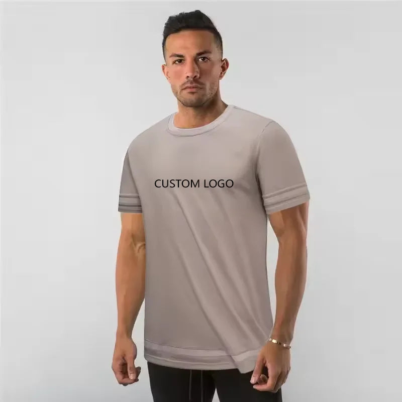 Men T Shirt 65% Cotton 35% Polyester Fitness Sports Running Manufacturer Oversized O-Neck Quick Dry Gym logo Custom Men T Shirt