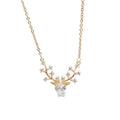 AA016223 Wholesale Fashion Women Choker Necklace Jewelry Deer Antler Crystal Zircon Stainless Steel Deer Necklace