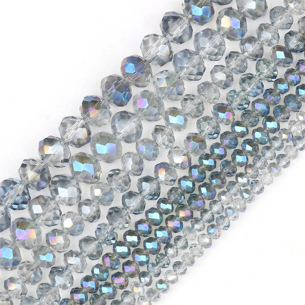 Wholesale 3/4/6/8mm AB Gray Crystal Beads Faceted Glass Rondelle Loose Beads for DIY Earring Bracelet Necklace
