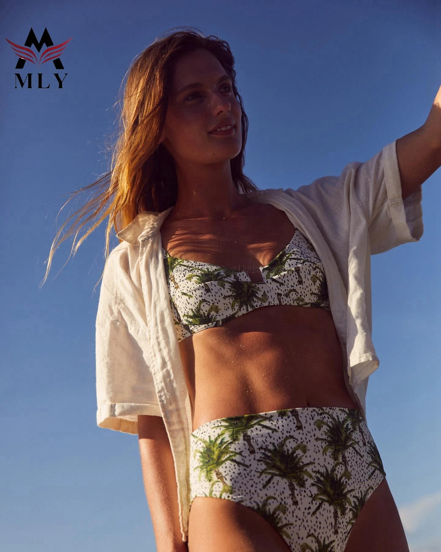 Top Quality Two Piece Swimsuit Sexy Plastic Ring Design Patchwork Bikini Swimwear Custom