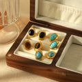 Trendy Turquoise Stud Earrings 18K Gold Plated Stainless Steel Non-Fading Natural Stone Waterproof Earrings