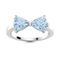 Unique Bow Design Stunning Triangle Cut Cocktail Ring Aquamarine Ring Stainless Steel Jewelry