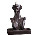 13.2*7.4*15.8cm Porcelain Censer Oud Face Smoke Waterfall Fountain Ceramic Big Backflow Incense burner with Lady whisper Shape