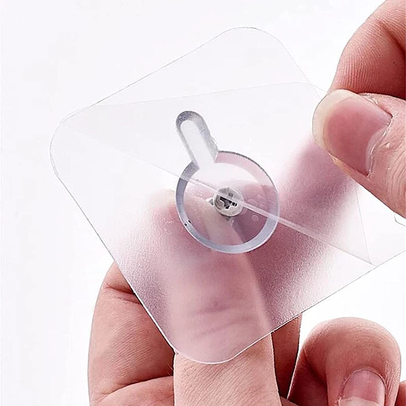 Nail-Free Wall Hook Screw Adhesive Non-Trace No-Drill Installation Transparent Plastic Waterproof Hanging for Bathroom Kitchen