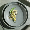 Factory Wholesale Irregular Shape Reactive Grey Ceramic Deep Plate Modern Restaurant Porcelain Dinner Plates for Catering
