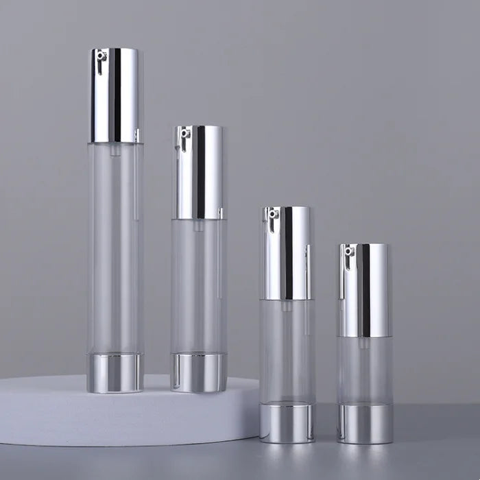 Wholesale Facial Care Hair Oil Foundation Cosmetic Packaging 10ml 15ml 20ml 30ml Empty Golden Silver Lotion Pump Serum Bottle
