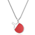 Creative Jewelry Stainless Steel Table Tennis Rackets Pendant Necklace