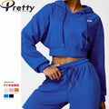 Wholesales Blank Spring/Autumn Women's Hoodies & Sweatshirts Zipper Jackets Sportswear Crop Top Hooded Sweatshirt for Women
