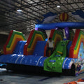 Large Outdoor rainbow Edge Swimming Pool the Shark Castle Three Waterways Bounce House Inflatable Water Slide