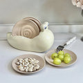 Creative Luxury Ceramic Dinnerware Set Eco-Friendly Cartoon Snail Pattern Multi-Purpose Small Plate with Stainless Spoon Fork MegaBDM