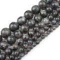 Natural Semi-precious 4MM-12MM Smooth Black Labradorite Larvikite Loose Stone Beads 38cm Strand Necklace Bracelet Earring Making