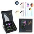 Hotel Wedding Stainless Steel Flatware Set Gift Box Hot Sale Silverware Cutlery Knife Fork Spoon Set