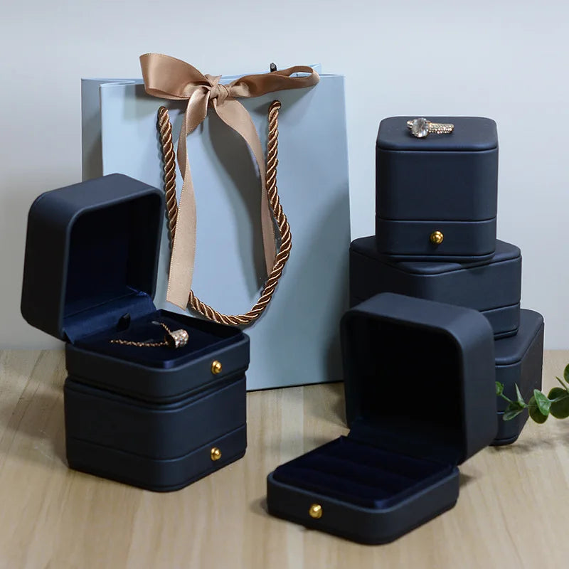 A1 High-End Wedding Ring Box Bracelet Necklace Blue Jewelry Box  Pu Leather Jewelry Package Box