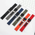 Premium Quality Quick Release 20mm Fabric Nylon & Genuine Leather Strap Two Piece Hybrid Cordura Canvas Watch Band