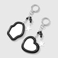 Red Bowknot Makeup Mirror Keychain Sweet Y2K Style Temperament Car Keyring Earphone Backpack Decoration Phone Charm Jewelry Gift