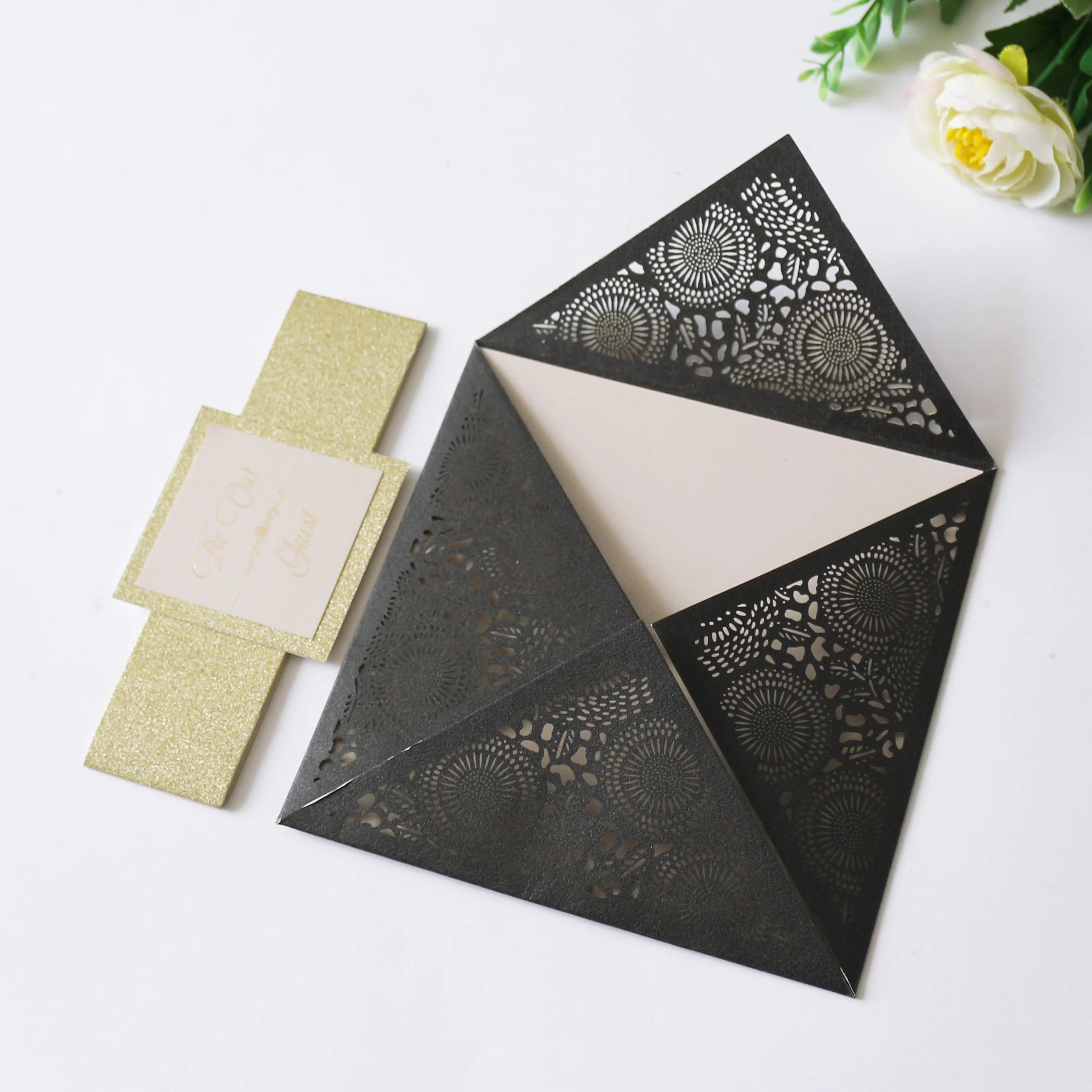 Fashion Design Black Laser Cut Wedding Card Invitations Good Quality Wedding Cards for Wedding Guests