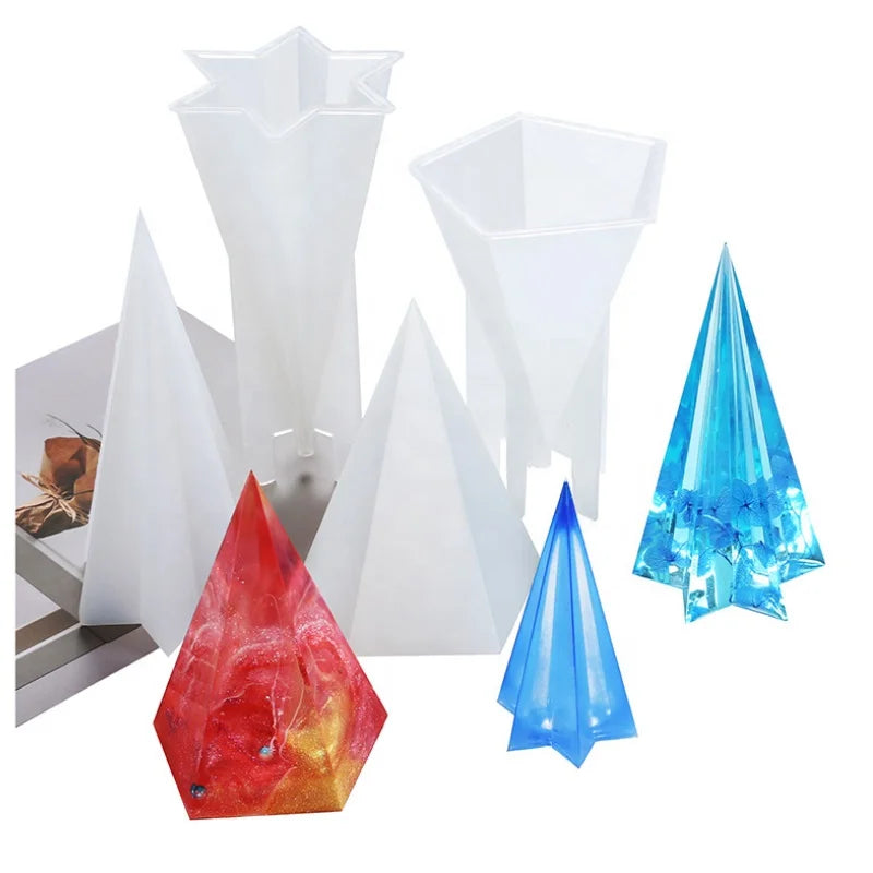 DIY Crystal Epoxy Hexagonal Pentagonal Cone Silicone Mold for Candle Night Light