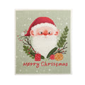 Santa Claus  Printed Pattern Absorbent Cleaning Towel Kitchen Swedish Dishcloth Cellulose Sponge Dish Cloths