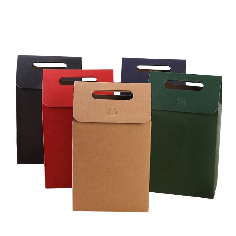 Customise Logo Printed Recycled Materials Stand up Paper Bag with Matt Lamination Embossing for Gift Food Packaging Hole Handle