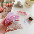 BSCI Factory YHJ Wholesale Custom Women Hair Claw Clips Light Luxury Vintage Flower Rhinestone Acetate Claw Clips Hair Claw