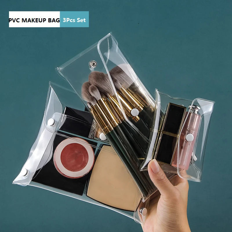 Wholesale Transparent Clear PVC Cosmetic & Makeup Bags Cute Design Silk Screen Printing