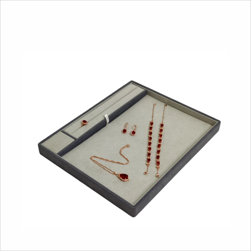 Factory Wholesale Price Ring Earrings Pendant Tray Microfiber Jewellery Display Tray Custom Logo Jewelry Stackable Trays