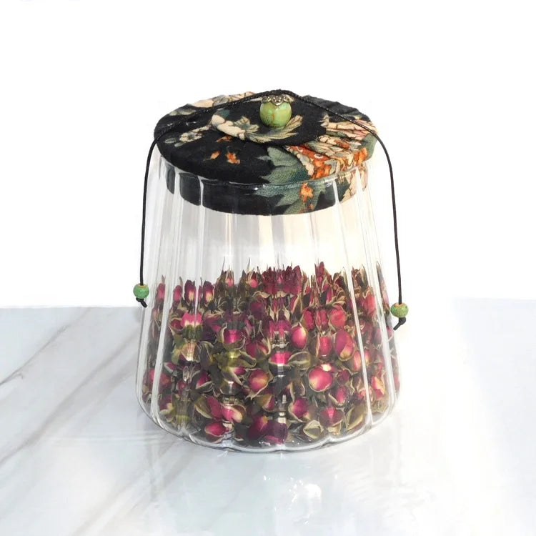 Glass sealed Jars with Cloth Coverde  Lid Kitchen Household Tea Cans
