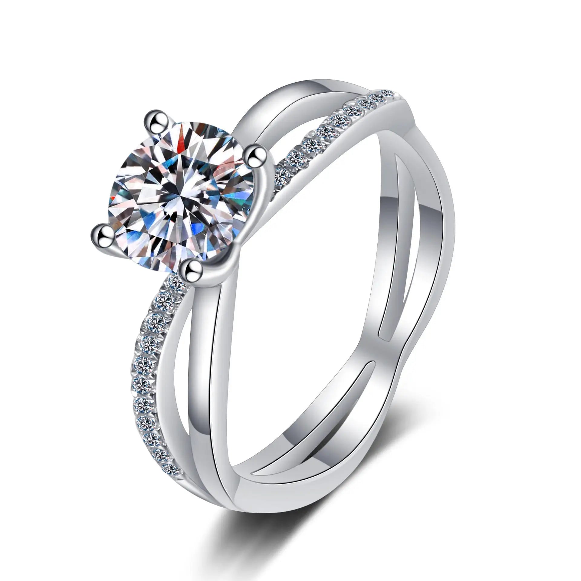 Fine Jewelry Sparkling 1CT Moissanite Ring 925 Sterling Silver Engagement Rings Women Jewelry