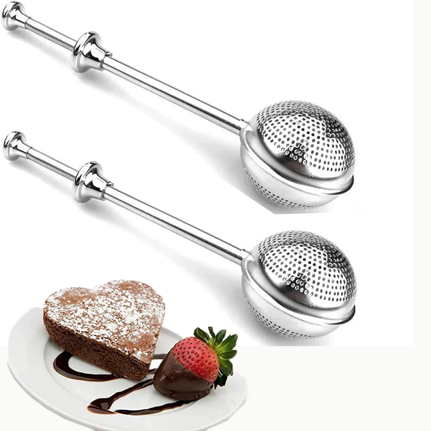 Dusting Wand Sugar Sifter Shaker Flour Stainless Steel Dusting Dispenser Powder Wand Spoon 6 Sets for Sugar Spices