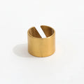 High End 18K Plain Gold Brushed Metal Vintage Open Ring Stainless Steel Trendy Simple Gold Plated Jewelry MegaBDM