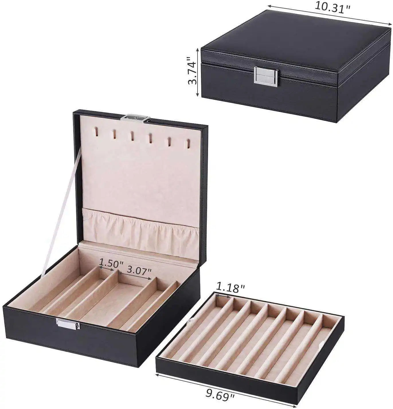 Quality Wholesale Organizer Double Tier Display Jewelry Case Portable Pu Leather Storage Jewelry Box